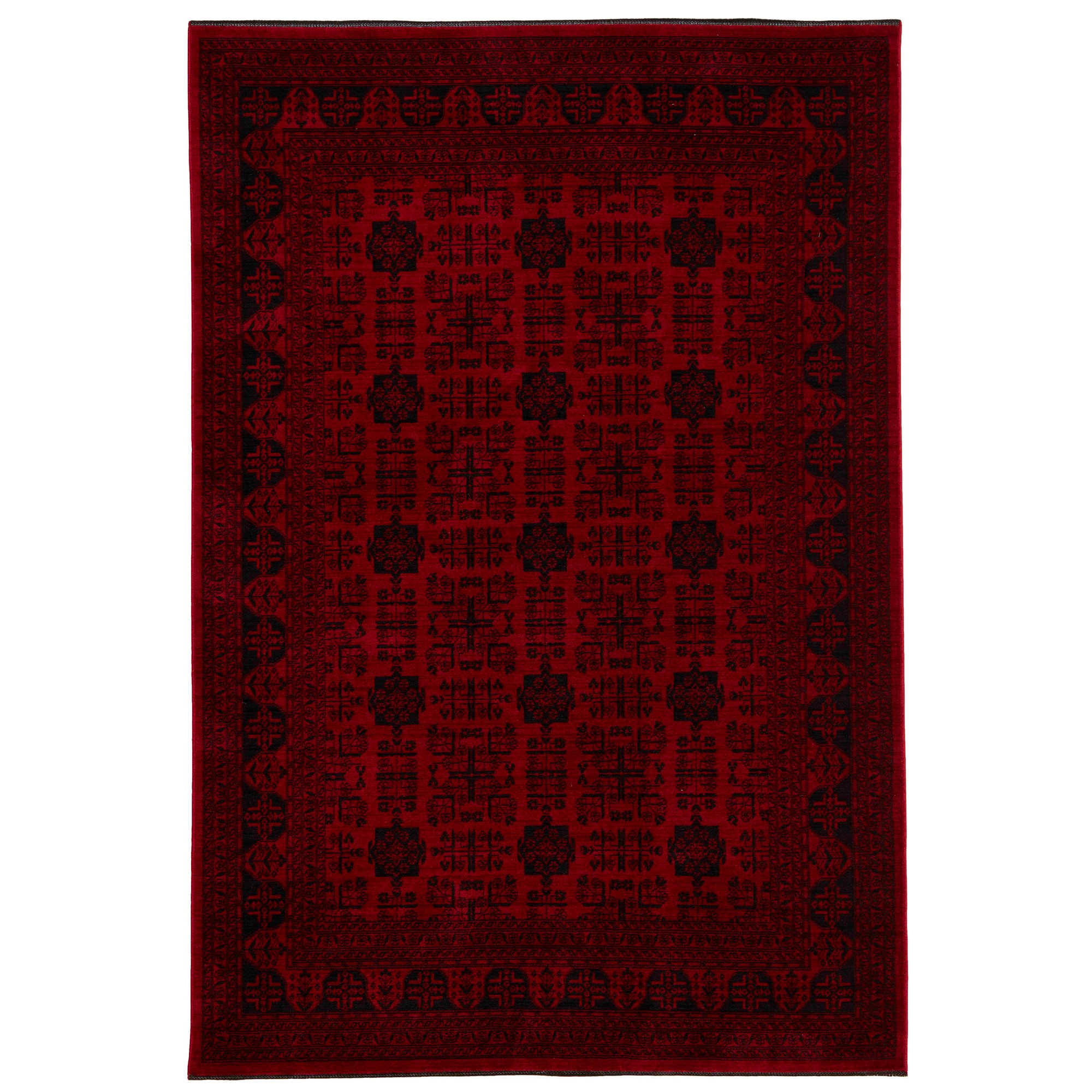 Afghan Khalmohamady Traditional Ga90a Ror27 Rug In Red Black